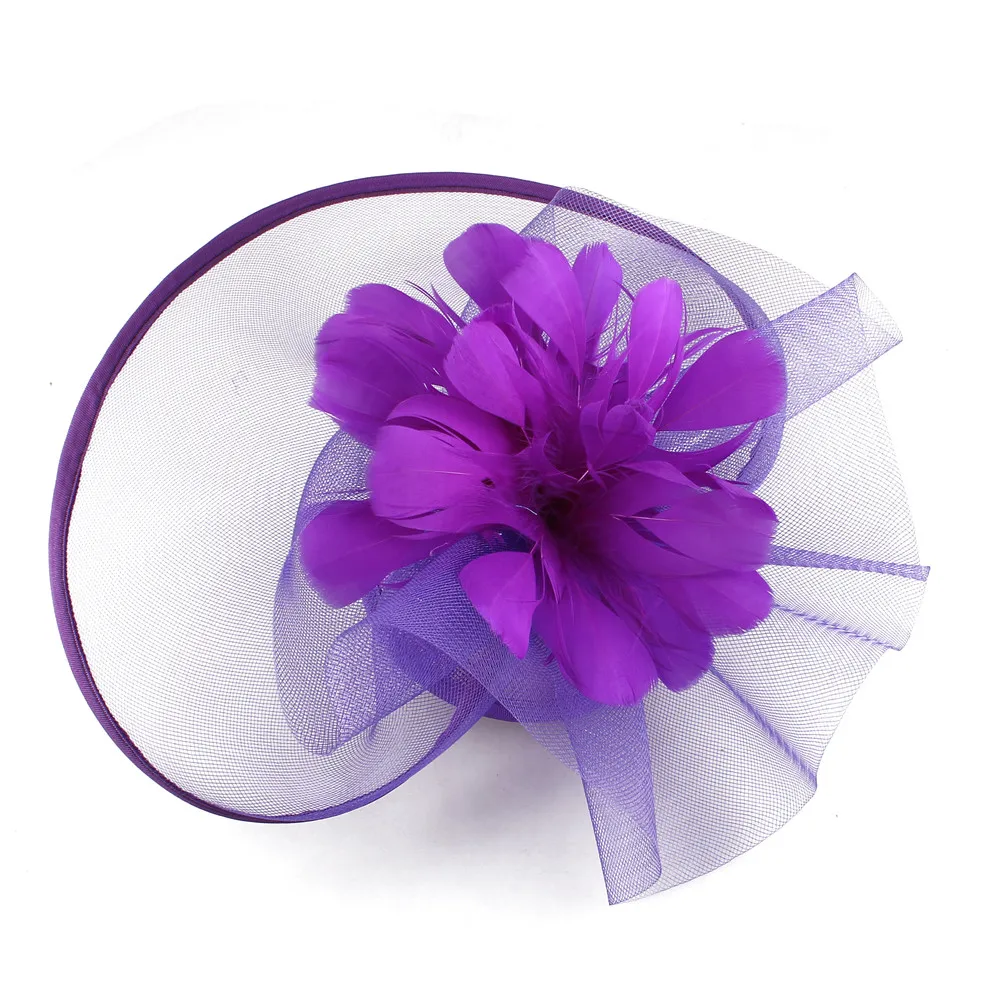 Purple Fascinators Hat For Women Weddings Amazing Headwear With Bow For Party Kenducky Royal Asscot Pillbox Cap Hair Clip Bride