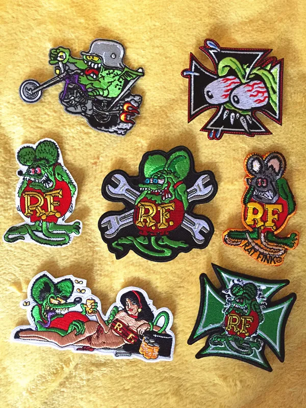 7PCS/Lot Sewing Iron on Repair Patches Clothes RF Ratfink Jacket Embroidery Patches para la ropa for clothing Rock Tactical