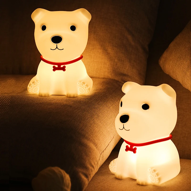 LED Children Night Light Sensor Lights Lampe Dog Remote Control  Table Lamp Bedroom Decoration Baby Kids Christmas Kawaii Gifts