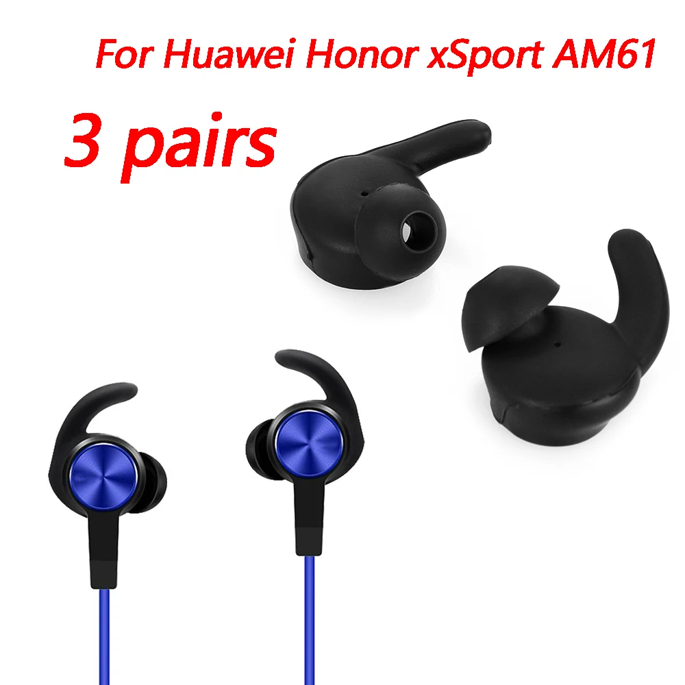 New 3 Pairs Earbuds Tips Silicone Earphones Ear Pads Ear Tips Shockproof Eartips for Huawei Honor xSport AM61 Bluetooth Headset