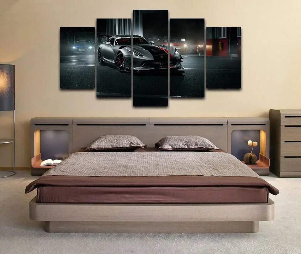 No Framed Canvas 5Pcs Dodge Viper Super Sports Car Wall Art Posters Pictures Home Decor Paintings Decorations