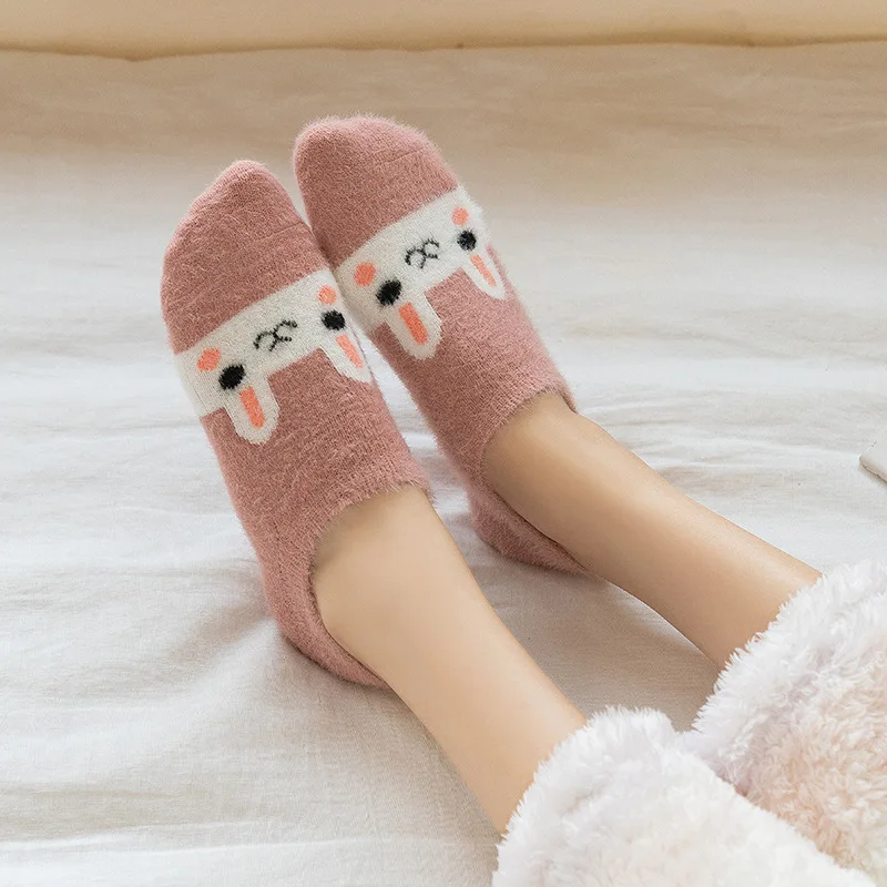 Socks Women Short Thick Invisible Warm Winter Spring Invisible Slippers No Show Treetwear Cute Kawaii Ankle Sock Girls Gift