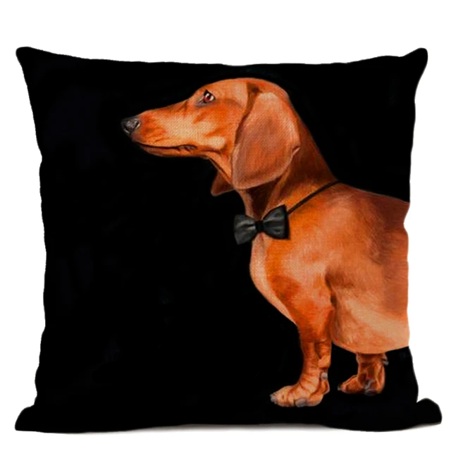 Dachshund Dog Painted Square Cotton Linen Pillow Case Bulldog Cushion Cover Home Sofa Pillow Case Cojines almofadas decorativas