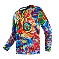 KEYIYUAN Men's Summer Long Sleeved Downhill Mountain Bike Cycling Jersey Camisa Motocross Maglia Mtb Polera Ciclismo Hombre