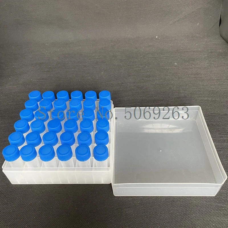 36pcs/box Plastic 5ml Freezing Tube + one piece 36 vents storage Cryovial Cryo Tubes Freeze Pipe