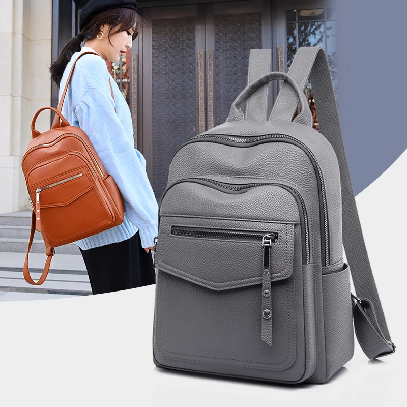 The New 2021 Women Leather Backpacks Fashion Shoulder Bag Female Backpack Ladies Travel Backpack Mochilas School Bags For Girls