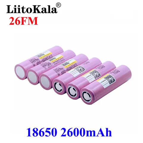 LiitoKala 3.7V 18650 2600mAh batteries rechargeable Battery ICR18650-26FM Lithium Rechargeable Battery For Flashlight batteries