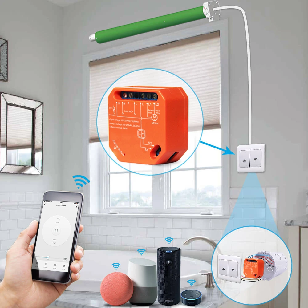 LoraTap-Módulo de interruptor de cortina inteligente ZigBee 3,0, Motor de persiana enrollable con Control por aplicación Alexa y Google Home