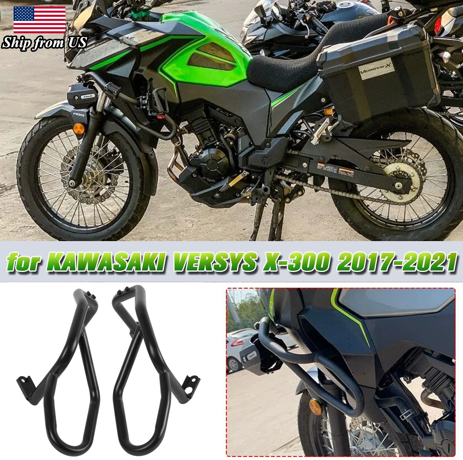 

Motorcycle Accessories Engine Guard Crash Bar Frame Protector Bumper For Kawasaki Versys-X 300 Versys X300 2017-2023 2019 2020