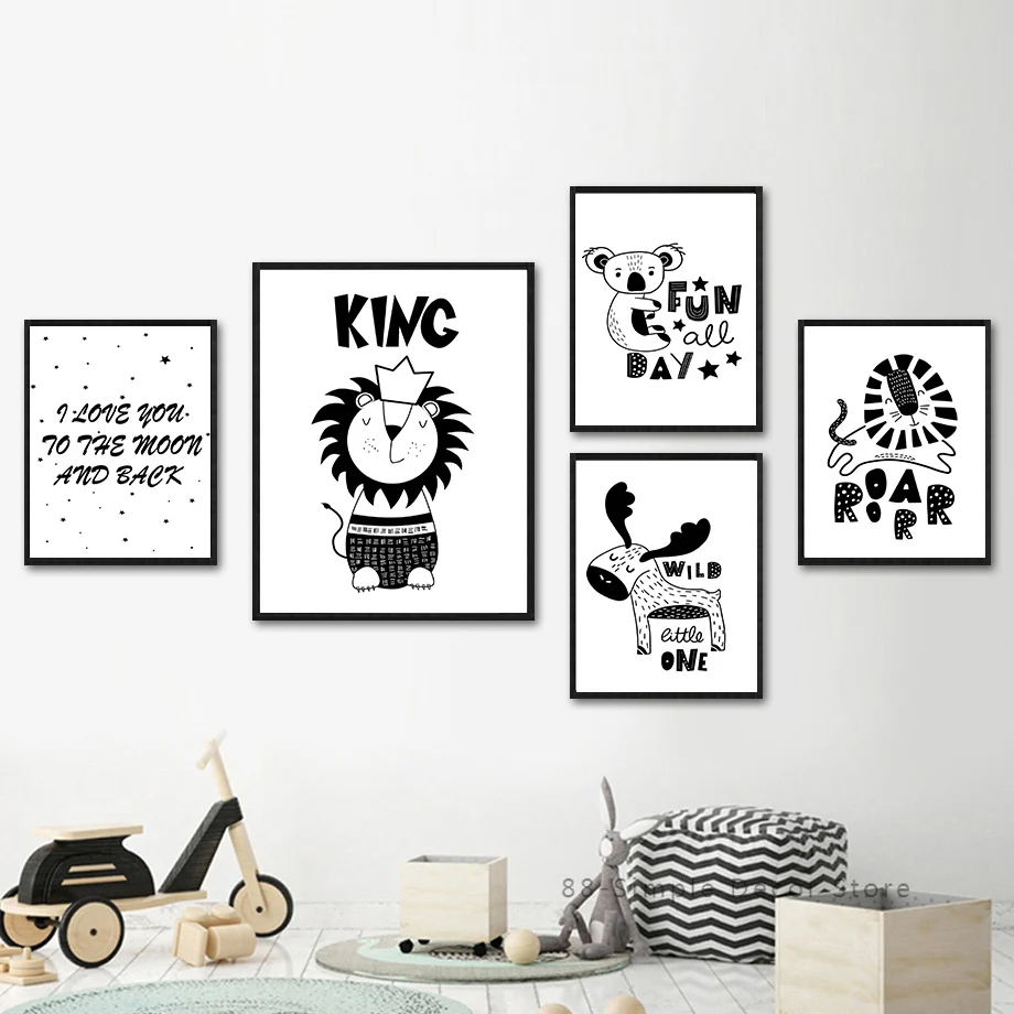 

Lion Koala Deer Alphabet Stars Alphabet Wall Art Canvas Painting Nordic Posters And Prints Kids Room Decoration Pictures