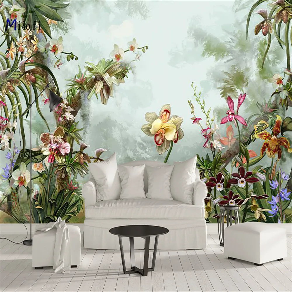 

Custom wallpaper photo high-end European retro nostalgic rainforest flower mural background wall home decoration 3d wallpaper