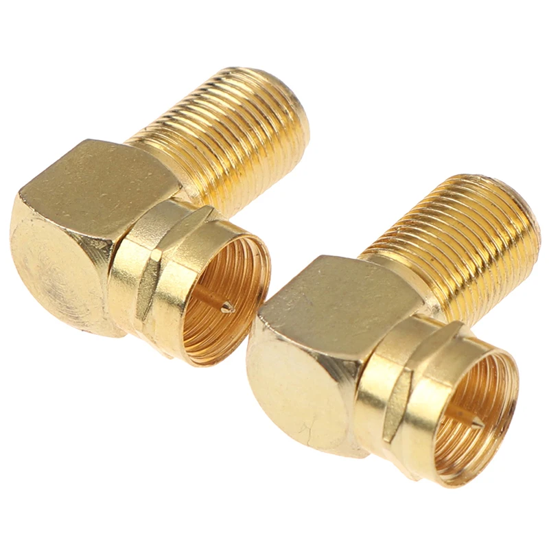 1Pcs Good Quality Copper Gold plated F Male Plug to F Female Jack Right Angle Adapter 90 Degree Coax TV F Connector