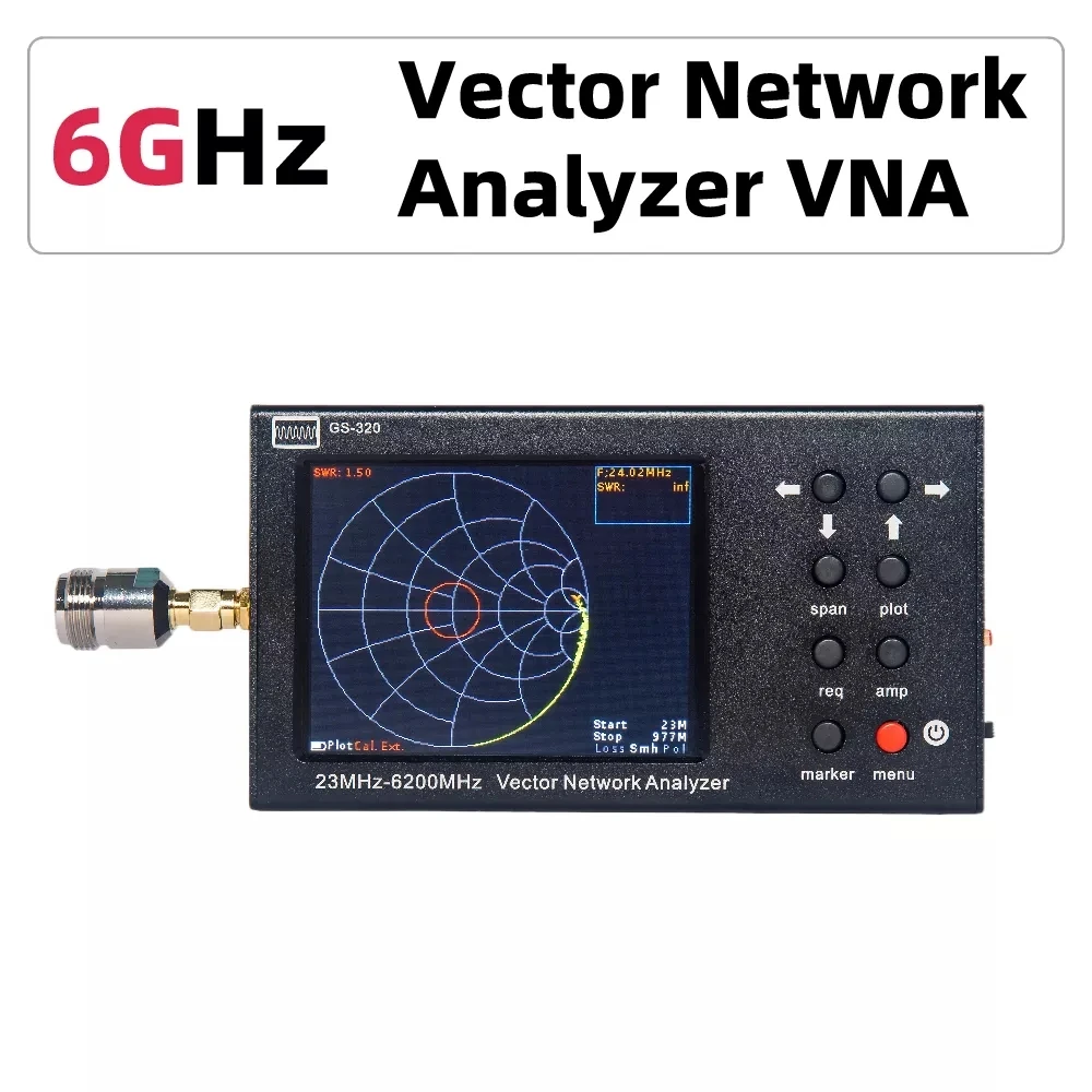 GS-320 23-6200MHz Portable VNA SWR 6G WIFI 2.4G /4G/5.8G GPS Vector Network Analyzer Reflectometer NanoVNA + 3.2\