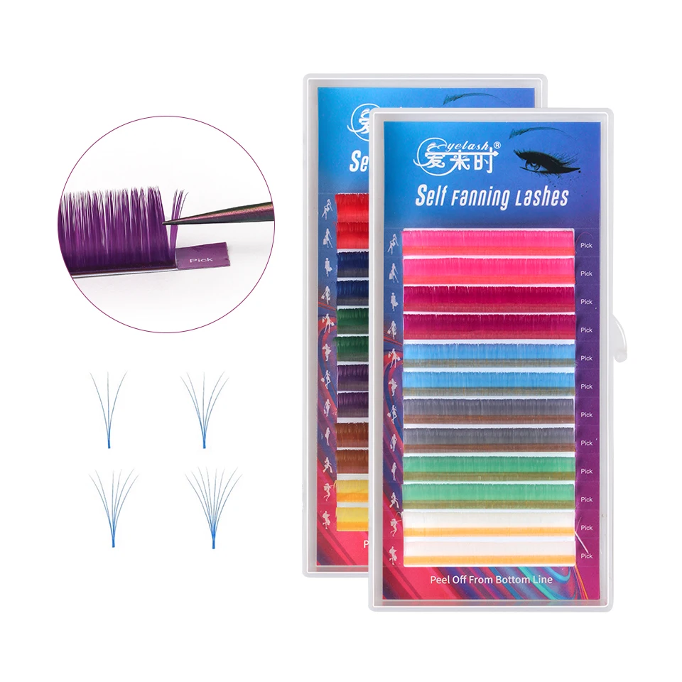 

NEWCOME Mix Color Auto Fanning Eyelash Extension Self Blooming Lashes DIY 2D/3D/4D/5D/6D Eyelashes Makeup Tool