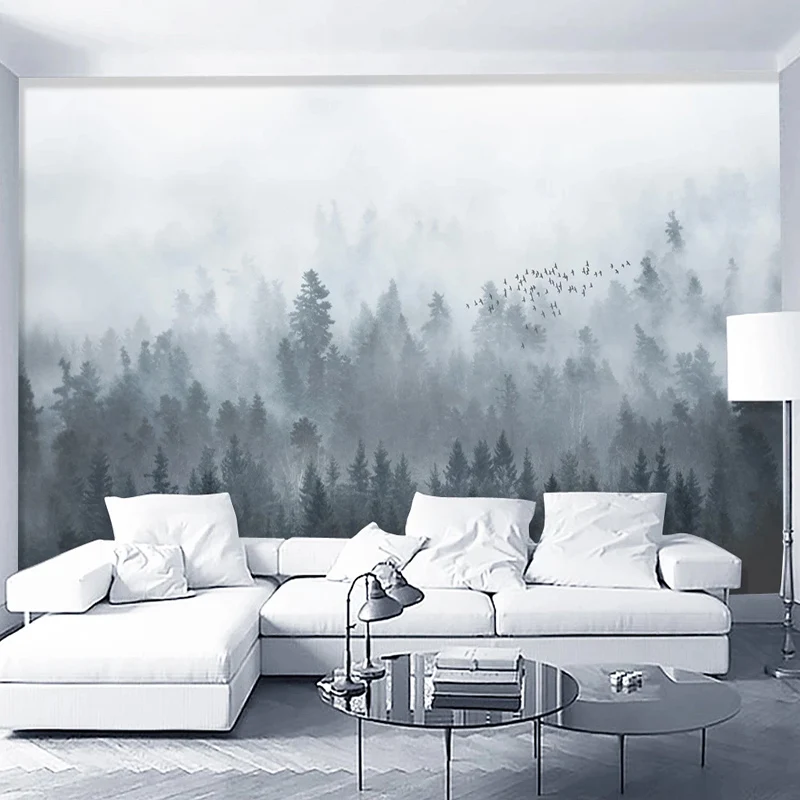 Custom Any Size Mural Wallpaper Modern Beautiful Landscape Cloud Forest Fog Wall Painting Living Room Bedroom Home Decor Sticker