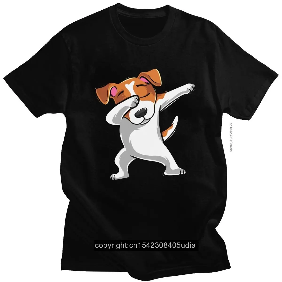 

Funny Russell Terrier Tshirt Mens Short Sleeve Cotton Dabbing Dog T-Shirt Printed Dab Dance Move Tee Shirt for Men Harajuku Gift