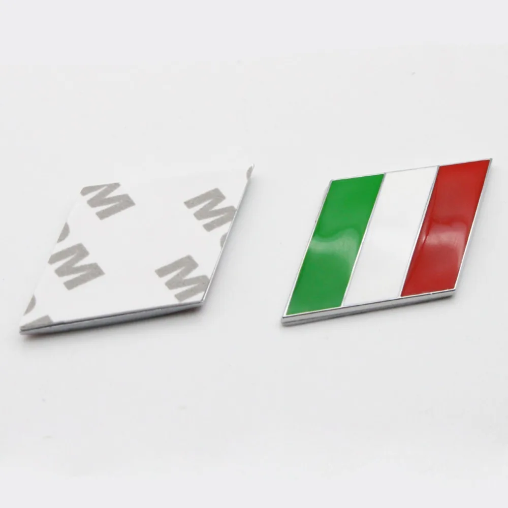 DSYCAR 2Pcs/Pair 3D Metal Italy Flag Car Body Side Fender Rear Trunk Emblem Badge for Ferrari Maserati Alfa Romeo FIAT Lamborghi