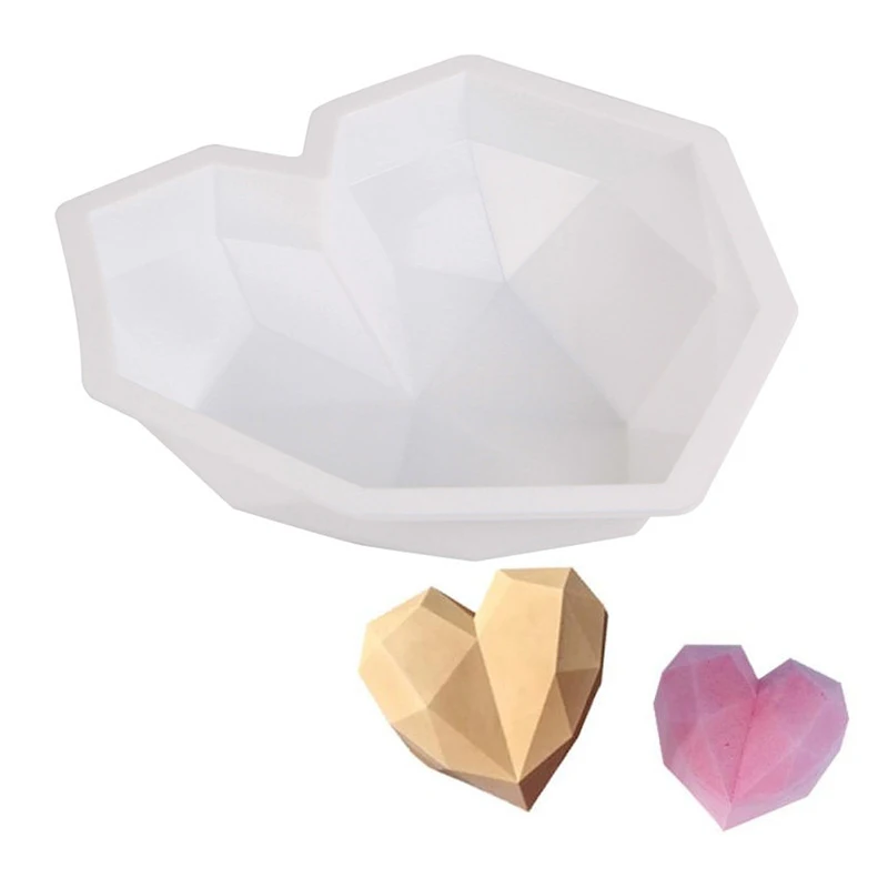 Big Diamond Heart Silicone Mold Big Love Heart Cake Fondant  DIY Mould Cakes Mousse Chocolate Decorating Tools Soap Molds