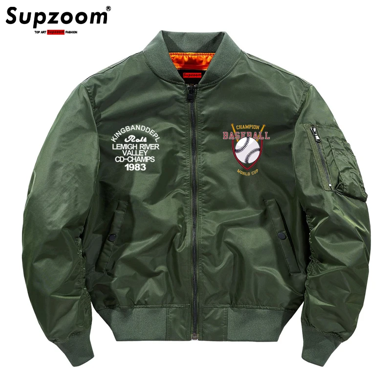 Supzoom-Chaqueta Bomber para hombre, abrigo de béisbol con estampado de la Fuerza Aérea Ma1, ropa de marca con manga acanalada, novedad de 2021