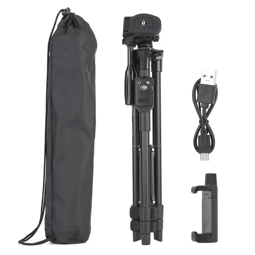 YUNTENG VCT 5208 Aluminum Tripod Phone Tripod with Bluetooth Remote + Clip for Camera Smart Phone