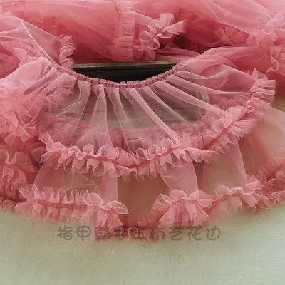 1Meter Red Pink Yellow DIY Clothing Accessories 15cm Folded Chiffon Yarn pleated Lace Mesh Lace Trim Gauze Ruffles Accessories