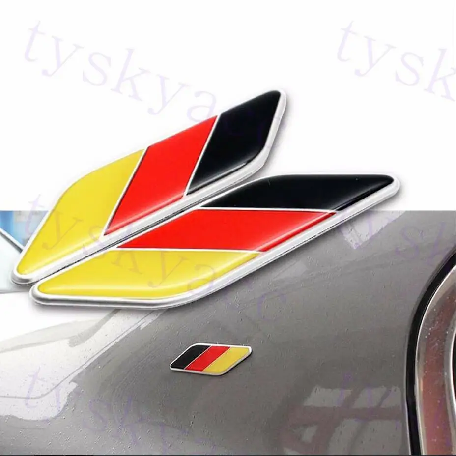 car accessories 2pcs Chrome Auto Fender Trim 3D Sticker Decal Germany GE Flag Logo Badge Emblem car acesssories