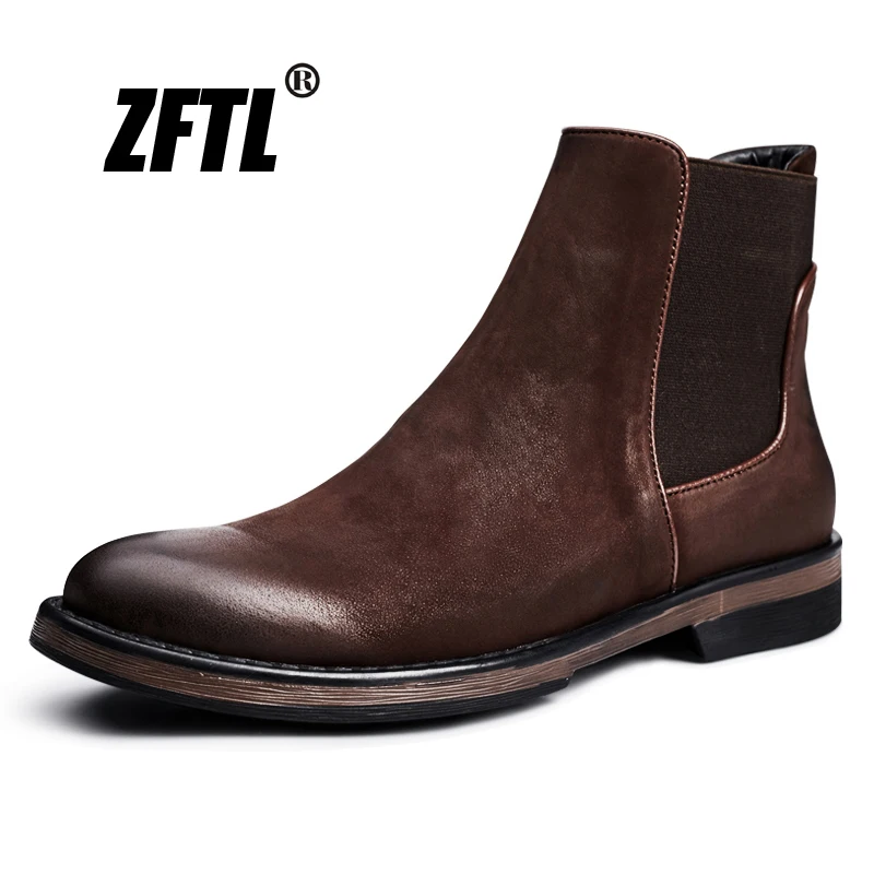 ZFTL NEW Men\'s Chelsea Boots men\'s Genuine Leather ankle boots men\'s British style Retro shoes men\'s casual boots Handmade 2023