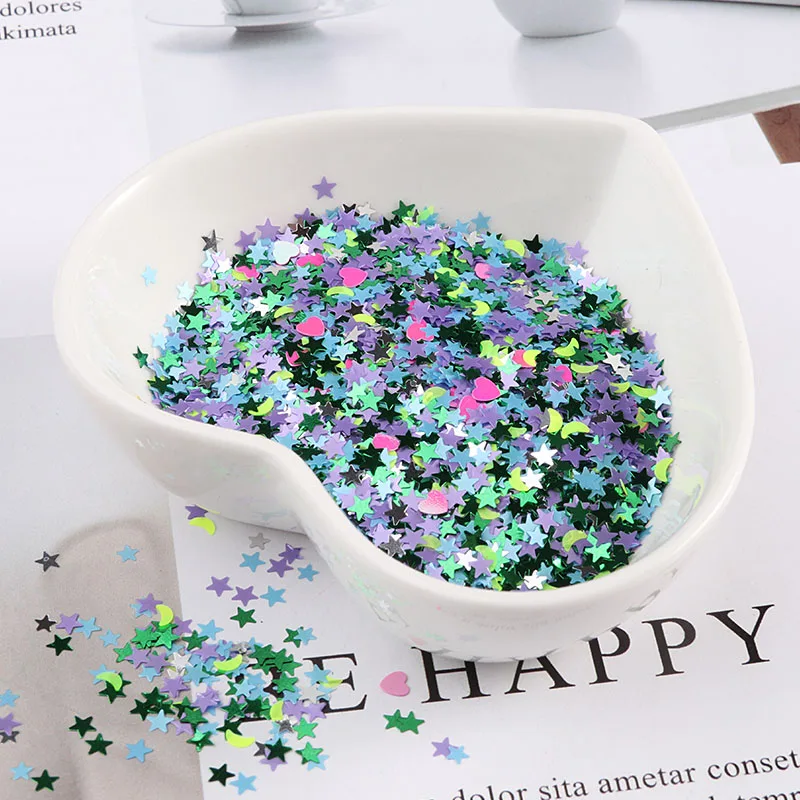 Ultrathin 3mm Star Heart Moon Sequins Nail Art Glitter Mini Paillettes Eo-Friendly PET Sequin Nails Decoration Manicure Material