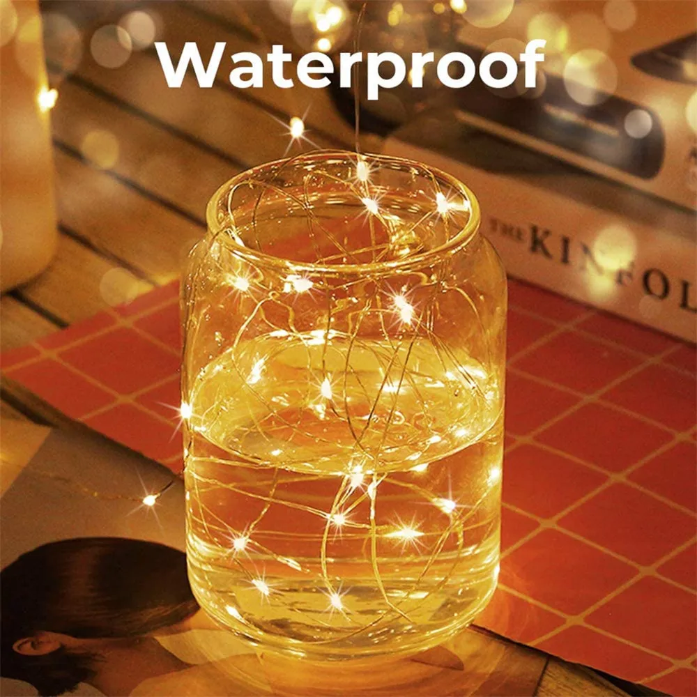 1M/2M LED Underwater Candle Submersible Copper Wire String Light Vase Bottle Fairy Light for Wedding Party