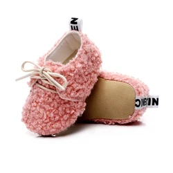 Autumn Winter Children Short Boots Baby Plus Velvet Soft Sole Lace-up Cotton Shoes Kids Toddler Shoes 0-24M