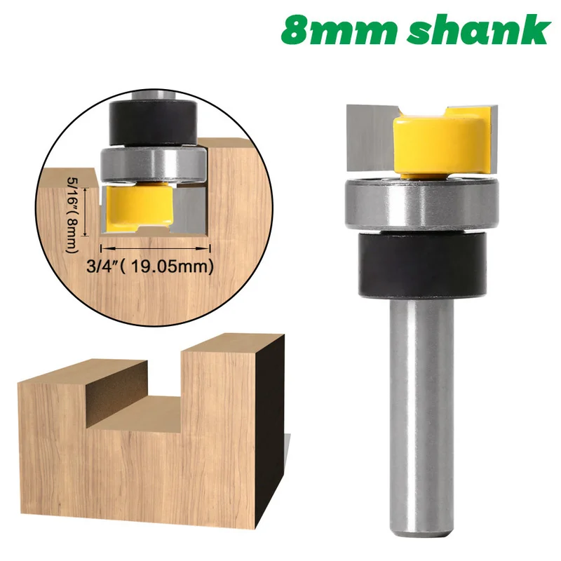 1 sztuk 8mm Shank Flush Trim frezy proste z łożyskiem narzędzie do drewna Endmill frezowanie nóż do drewna przycinanie