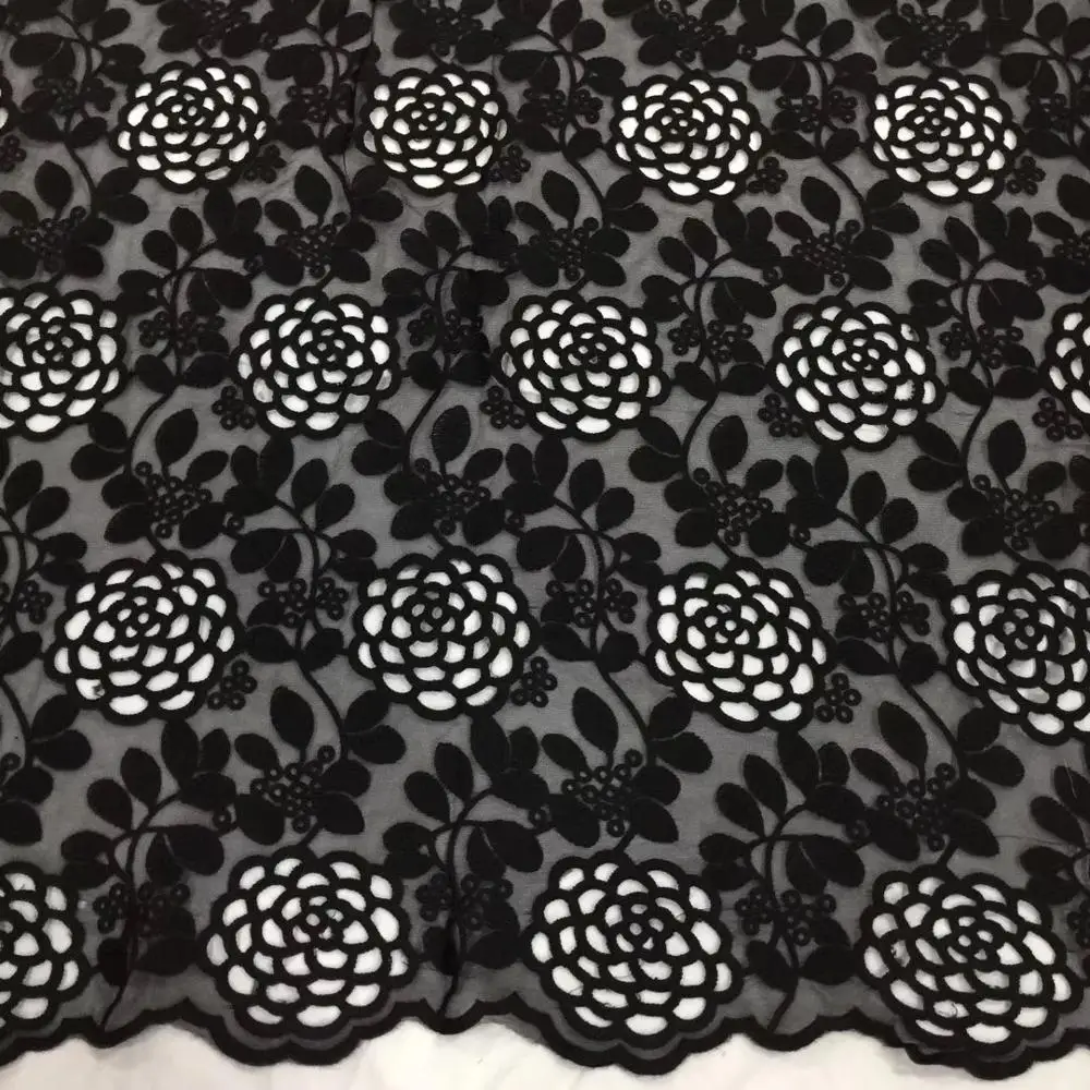 

black lace fabric African swiss lace fabric high quality tulle lace fabric for party dress lace Fabric ZL448