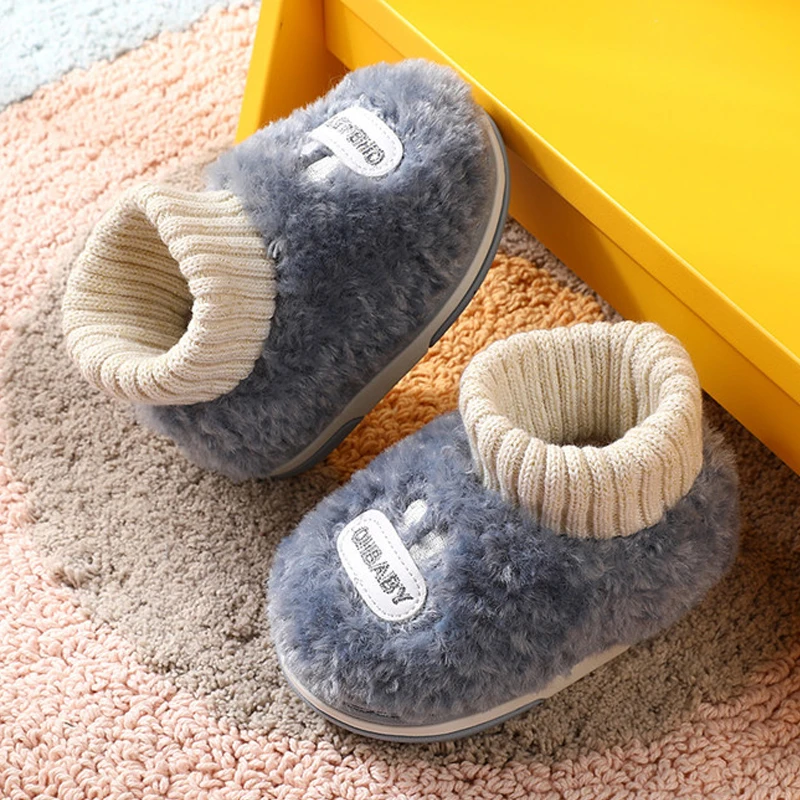 2021 Toddler Home Shoes Winter Boys Child Girls Cotton Footwear Warm Soft Elastic Band Slip-On Baby Outdoor Walking Anti Skid