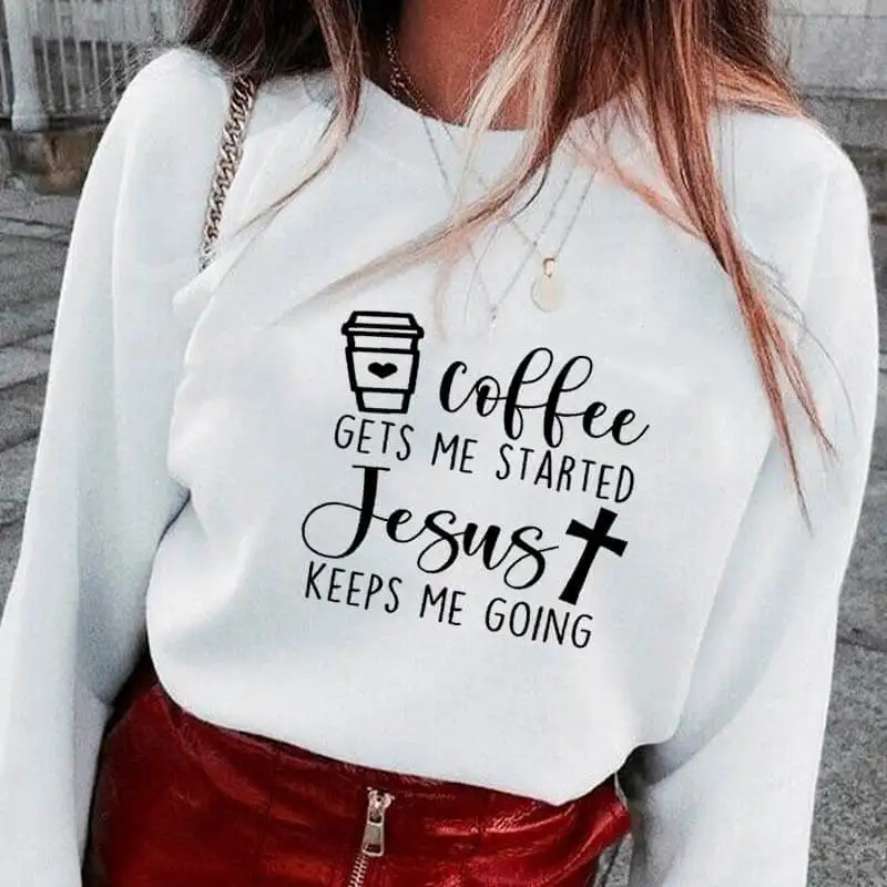 

Jesus Keeps Me Going Printed 100%Cotton Women's Christian Sweatshirt Winter Women Jesus Casual O-Neck Pullover Long Sleeve Tops