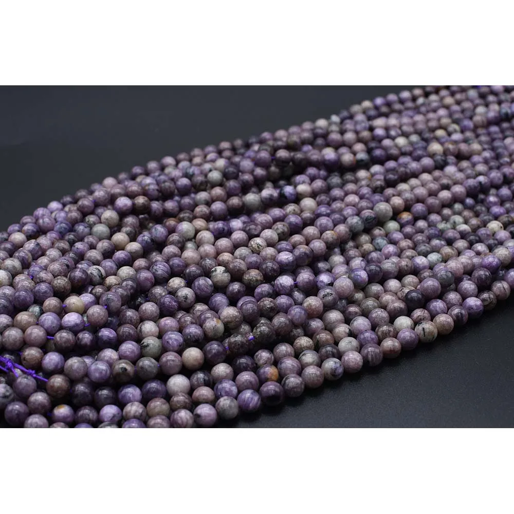 8-10mm AA Natural Smooth Charoite round Stone Beads For DIY necklace bracelet jewelry making 15 