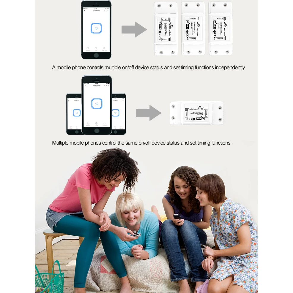 DIY WiFi Smart Light Switch Work With Tuya Smart Life APP Wireless Remote Control Works With Alexa Google Home