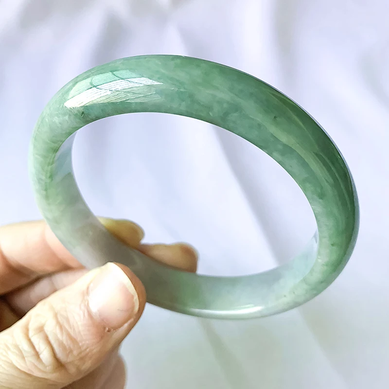 

Free Certificate Natural Burmese Jade A Grade Light Green 54mm-62mm Bracelet Elegant Princess Jade Bracelet Best Gift