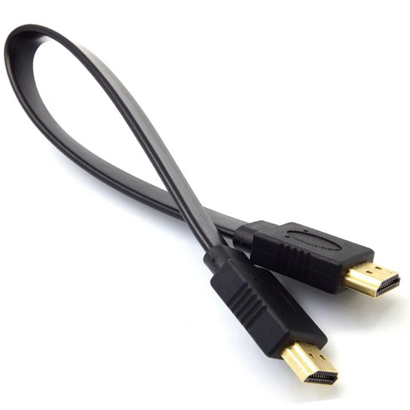 High Quality Full HD Short HDMI Compatible Cable Support 3D Male To Male Plug Flat Cable Cord For Audio Video HD TV 30 cm 50 cm