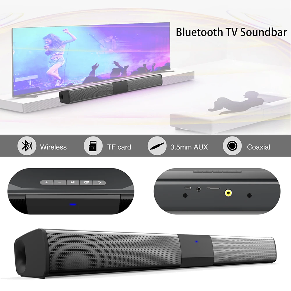 

20W Wireless Bluetooth Soundbar Stereo Speakers Home Theater Audio TV Sound Bar Surround Sound Column Dual Subwoofer BS28E