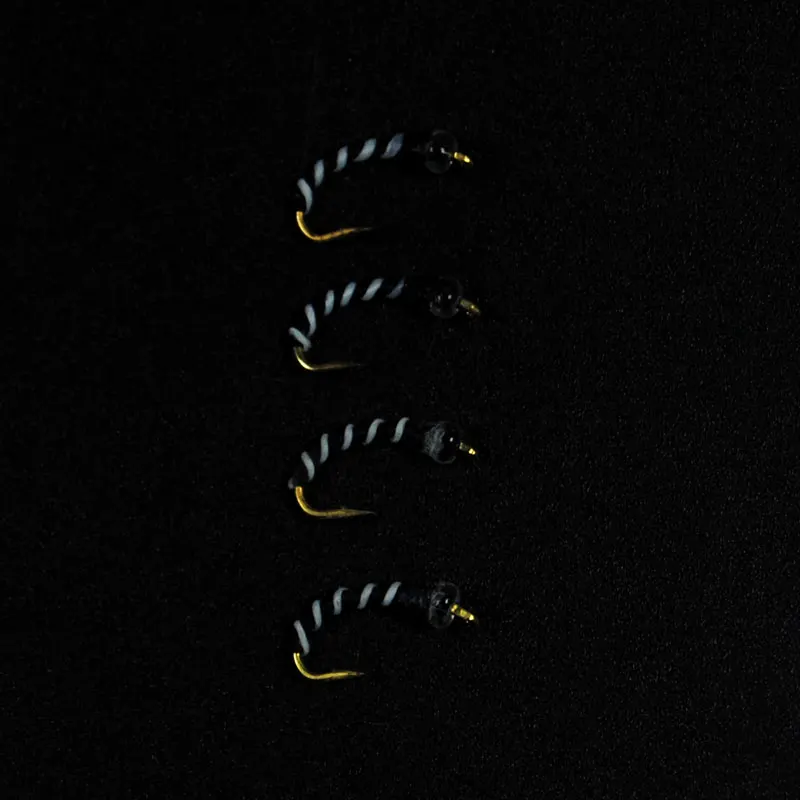 Bimoo 10pcs #14 Glass Bead Head Thread Midge Black / White Zebra Fly Fishing Lures