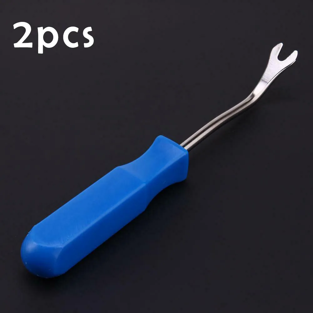 2*Car Removal Tool Blue Car Door Trim Panel Fastener Nail Puller Removal Open Pry Tool Clip Plier 8.07inch Quickly Remove