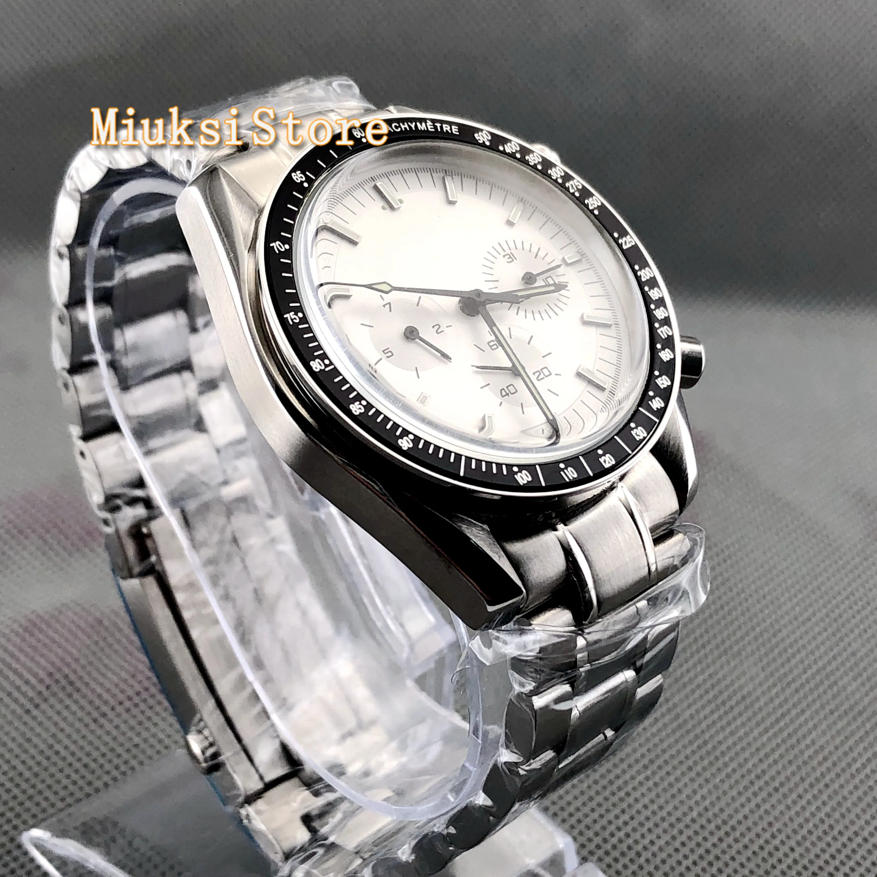 Bliger 40mm Luxury Machinery mens Watch without logo white dial week date indicator multifunction steel strap automatic watches