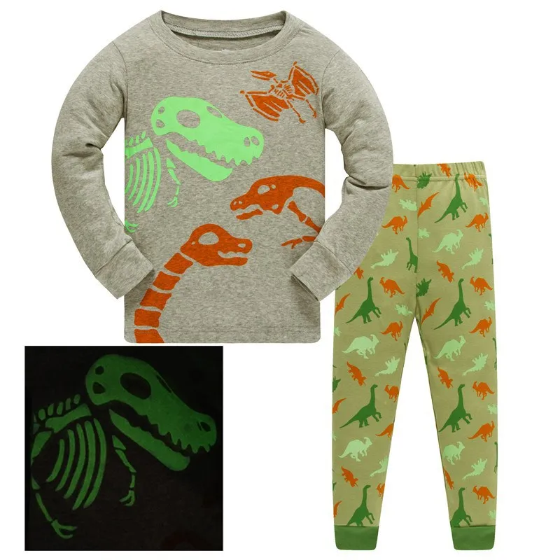 

2021 Kids Pajamas Sets Baby Boys Clothes Dinosaur Fire Engine Pijamas Baby Boys Cartoon Long Sleeve T-shirt+Pants 2pcs