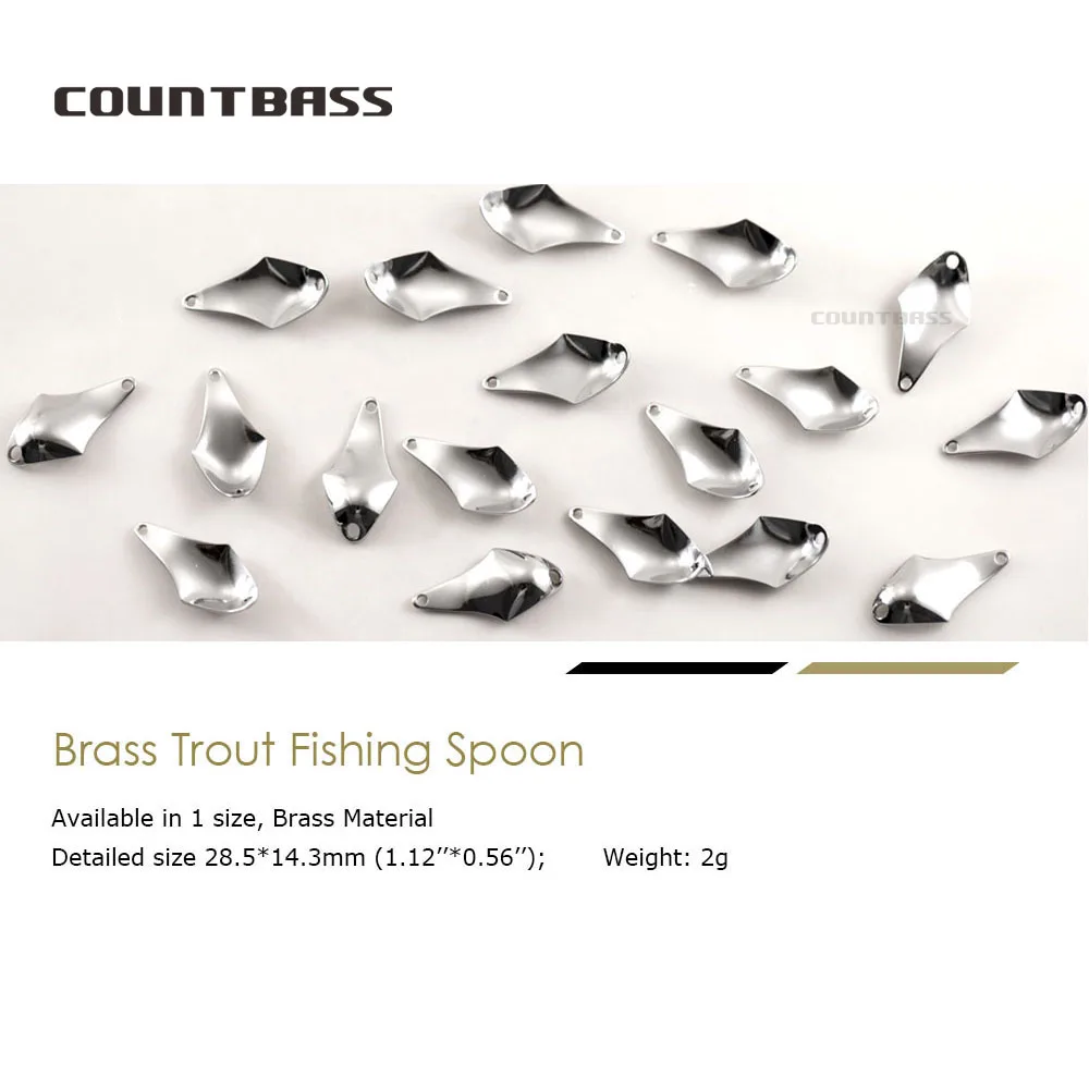 COUNTBASS 50pcs Brass Salmon Fishing Spoon Blanks  2g ( 5/64oz) Trout Area Spinning , Bass Pike Baits Unpainted Angler's Lures