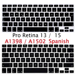 Soft for Macbook Pro 13 15 Retina A1398 A1502 EU US Spanish Keyboard Cover Silicon for Macbook Retina13 15 Spanish Keyboard Skin