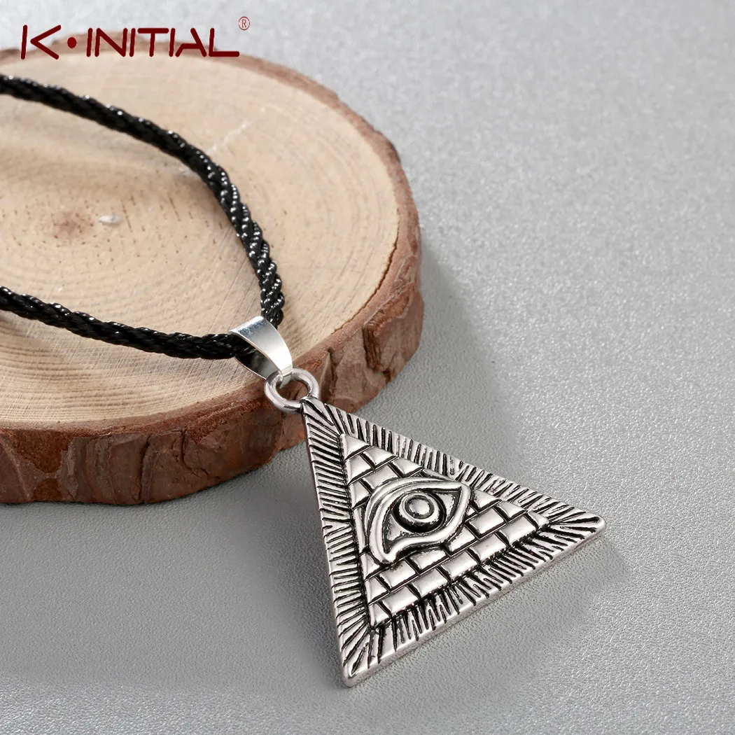 Kinitial Viking Egypt Pyramid All-Seeing Evil Eye Illuminati Necklace Egyptian Charm Pendants Necklaces Slavic Talisman Jewelry