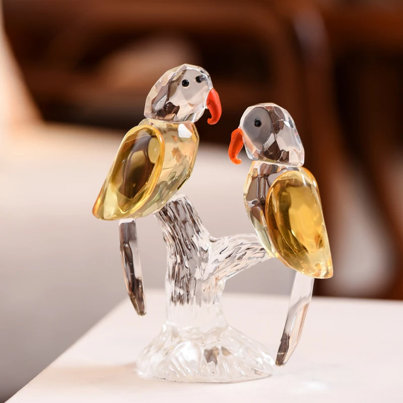 Modern Crystal Parrot Ornaments Wedding Gifts Fairy Garden Figurines & Miniatures Home Decoration Accessories for Living Room