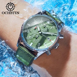 OCHSTIN Sports Men's Watches Top Brand Luxury Pilot Male Wristwatches Nylon Strap Waterproof Original Quartz Chronograph Clock