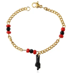 Fashion Pulsera Mano De Azabache Bebe Filled Lucky Hand Baby Azabache Bracelet Jewelry for Women Girls Charm Gifts