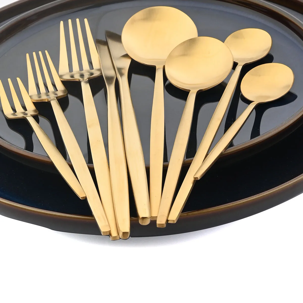 JANKNG Gold Cutlery Set Golden Spoons Forks Knives Flatware  Cutlery Set Stainless Steel Dinnerware Matte Dinner Silverware Set